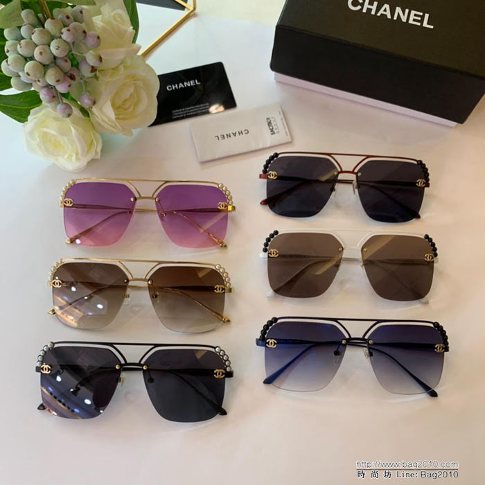 CHANEL香奈兒 8027 經典珍珠款 2019秋夏新款 大方框 糖果色 太陽鏡  lly1602